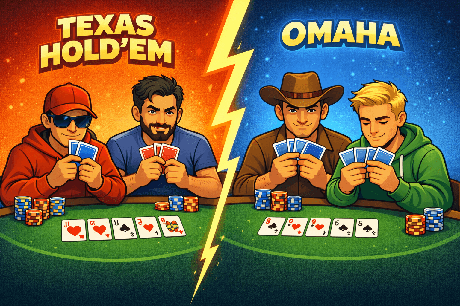 holdem omaha skillnader